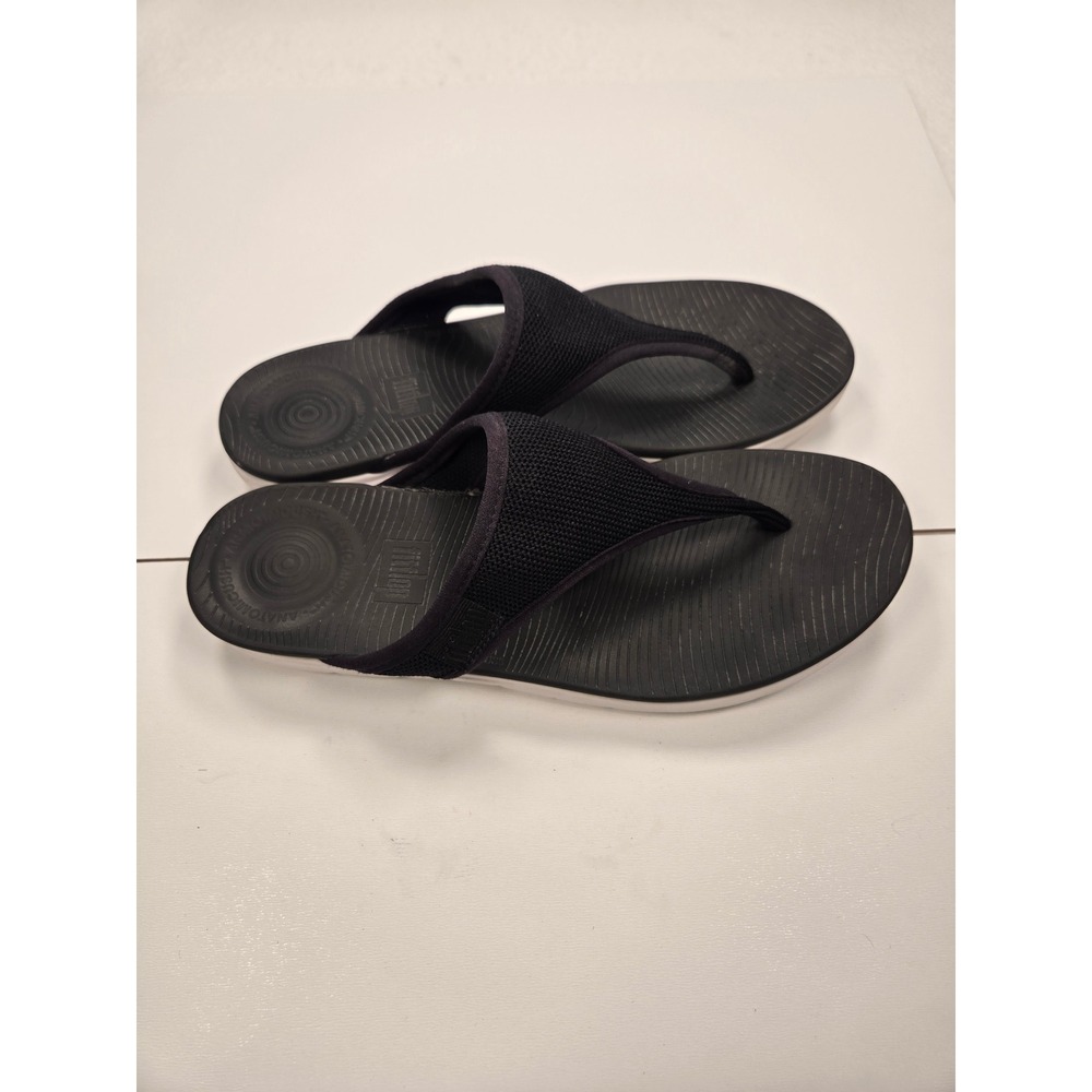 FitFlop iQushion Black Mesh Ergonomic Flip Flop Sandals Comfort Shoe Women US 8 - Picture 3 of 6